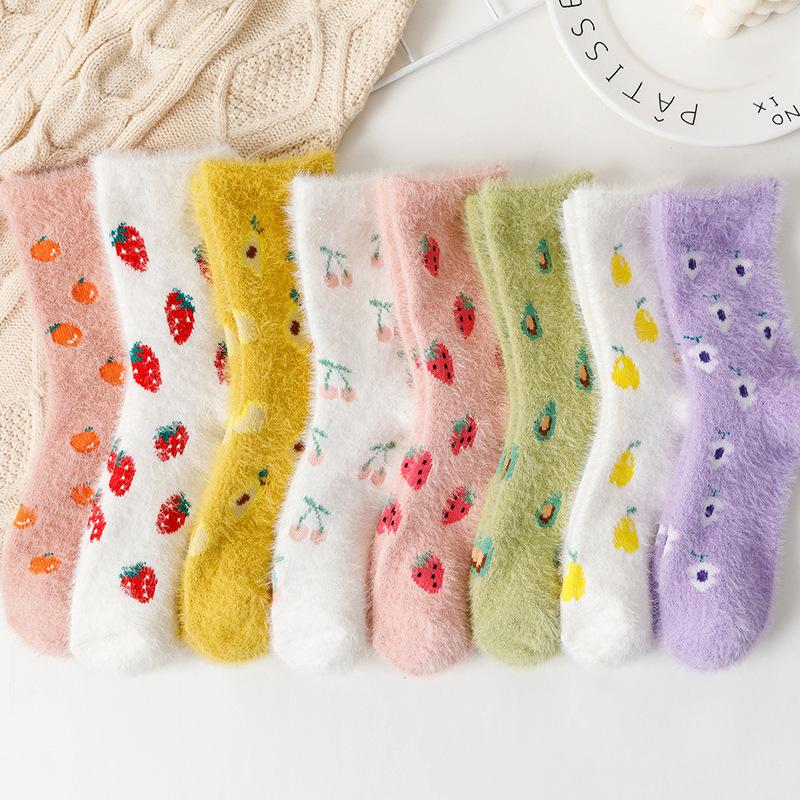 Autumn and Winter Mid-length Cute Cartoon Fruit Socks