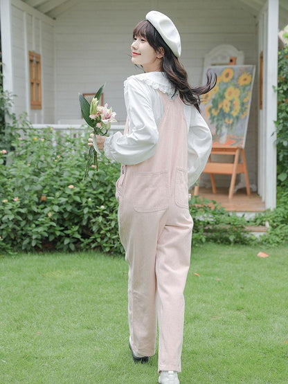 Korean Style Spring Embroidered Overalls