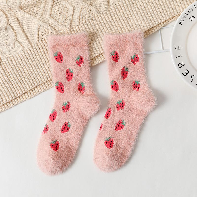 Autumn and Winter Mid-length Cute Cartoon Fruit Socks