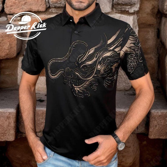 A1530 Summer New Dragon Pattern Polo Shirt T-shirt