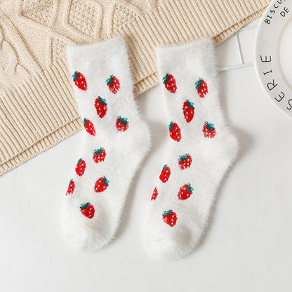 Autumn and Winter Mid-length Cute Cartoon Fruit Socks