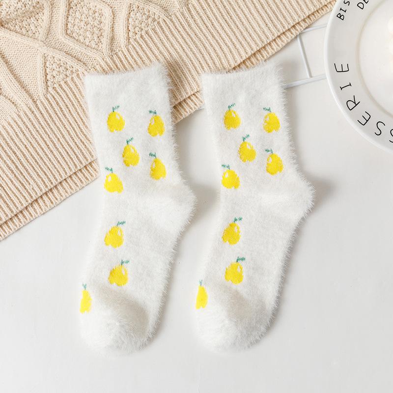 Autumn and Winter Mid-length Cute Cartoon Fruit Socks