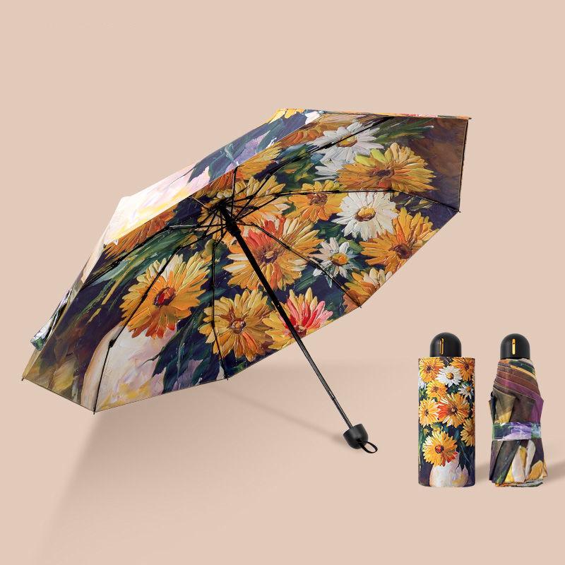 Sunny and Rainy Oil Painting Umbrella