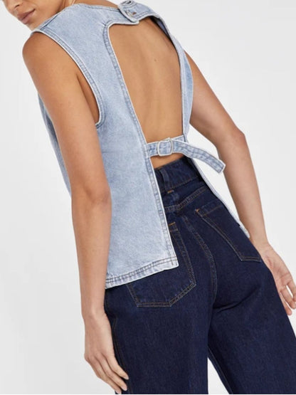 The Stylish Backless Denim Top