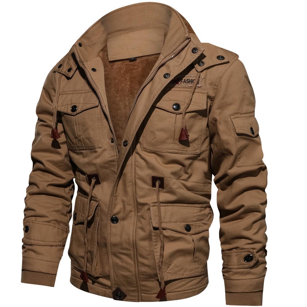 Men's hooded thick coat washable jacket